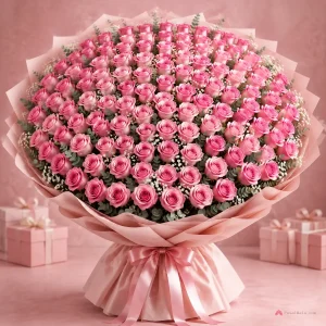 101 Pink Roses Grand Luxury Bouquet - PetalWala