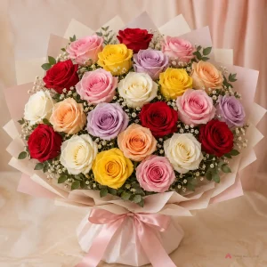Premium 21 Mixed Roses Bouquet - PetalWala