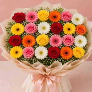 24 Mixed Roses & Gerberas Premium Bouquet