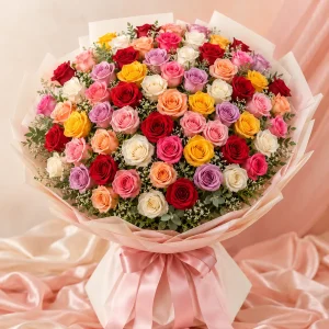 Mixed roses bouquet - PetalWala