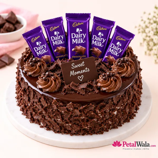 Chocolate Cake with 5 Dairy Milk Chocolates