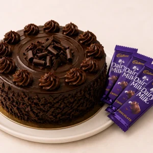 Chocolate Cake with 5 Dairy Milk Chocolates