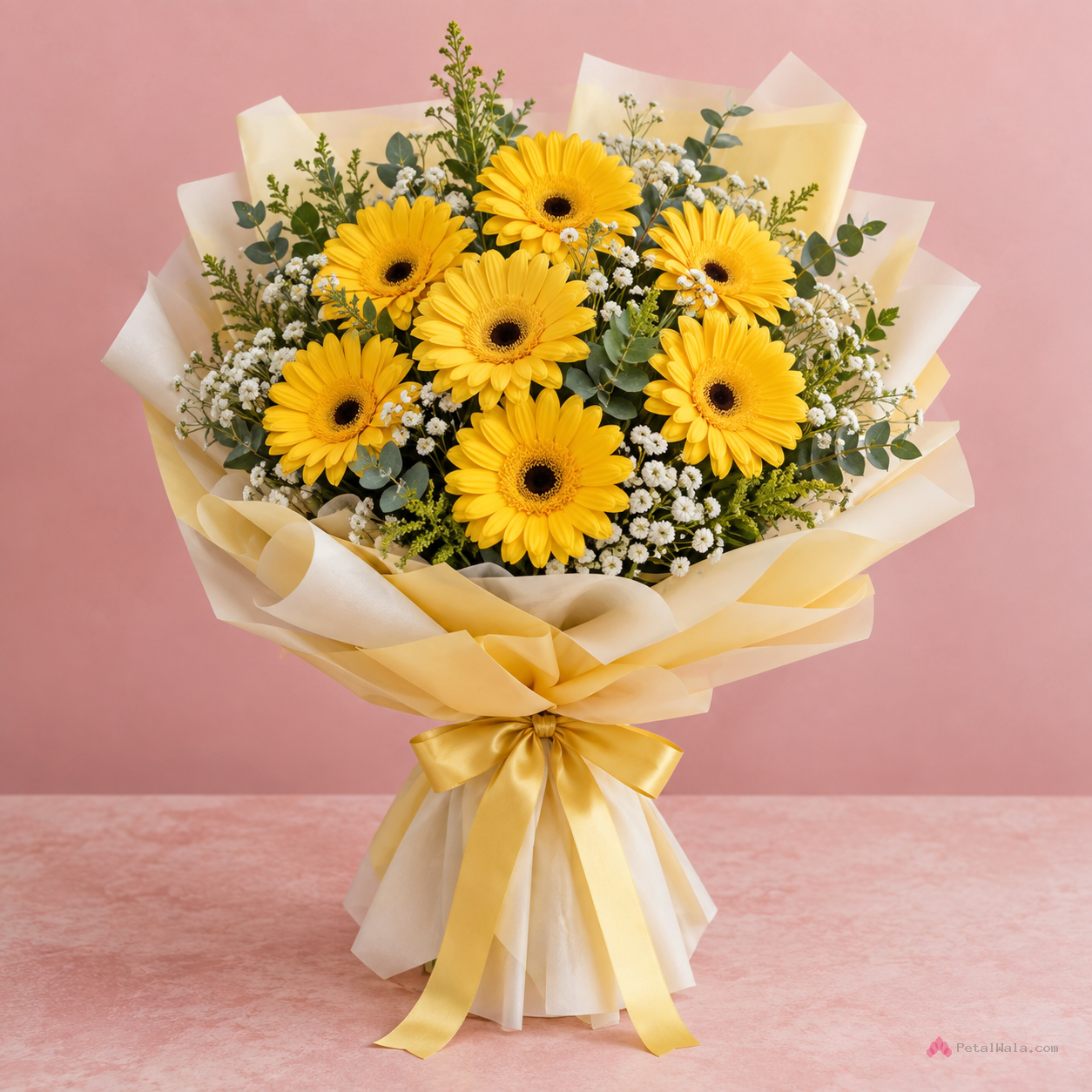 Pink & White Roses Basket Arrangement - PetalWala