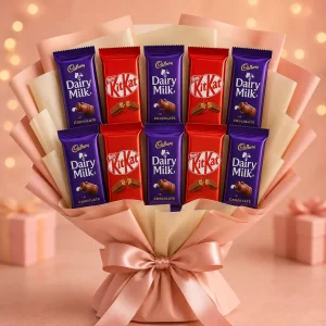 Dairy Milk & KitKat Mixed Chocolate Bouquet – 10 Pieces
