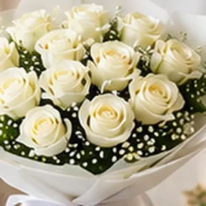 Ivory White Roses Elegant Bouquet