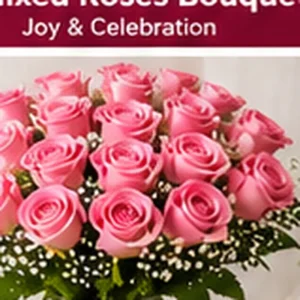 Pink Roses Glass Vase Arrangement