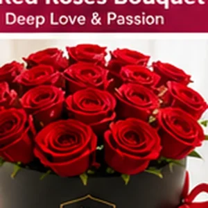 Red Roses Black Hatbox Arrangement