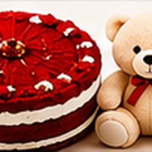 Red Velvet Cake with Cute Teddy Bear
