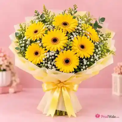 Sunshine Yellow Gerbera Bouquet