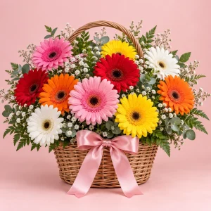 Mixed Gerbera Celebration Basket by PetalWala