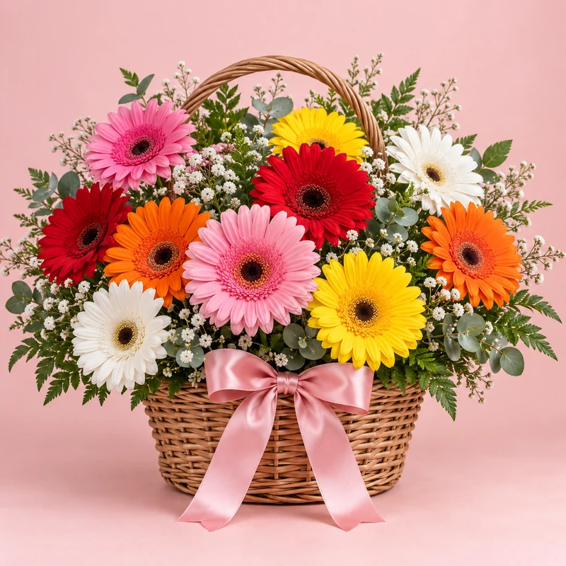 Mixed gerbera basket – PetalWala