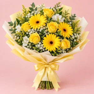 Sunshine Yellow Flower Bouquet by PetalWala